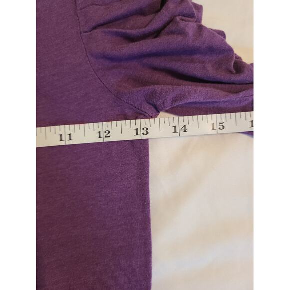 Energie size small women's shirred sleeve crewneck purple tee - Picture 4 of 5